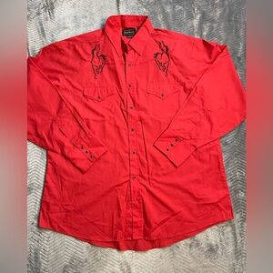 Vtg Men’s High Noon Pearl Snap Western Shirt Horses XL